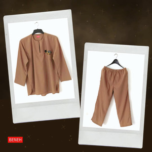 BENEH SETELAN BAJU MUSLIM/BAJU MELAYU BATIK KALTIM SIZE L