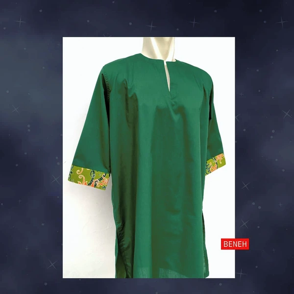 BENEH SETELAN KURTA/GAMIS BAJU MUSLIM BATIK KALTIM SIZE M