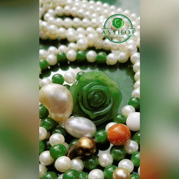 Kalung Giok Rose Asshof Jade necklace combined with pearl