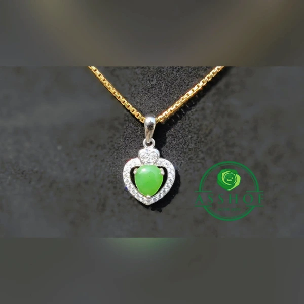 Kalung Giok Jade love necklace + silver