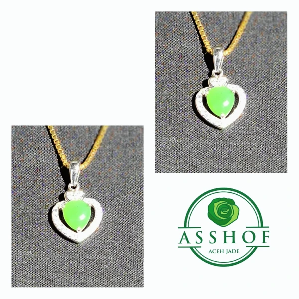 Kalung Giok Jade love necklace + silver