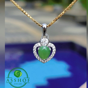 Kalung Giok Jade love necklace + silver