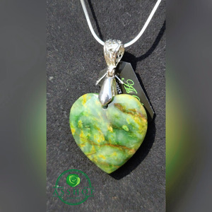 Kalung Giok Jade love necklace Yellow + silver