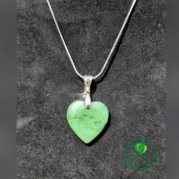 Kalung Giok Jade love necklace Hijau + silver