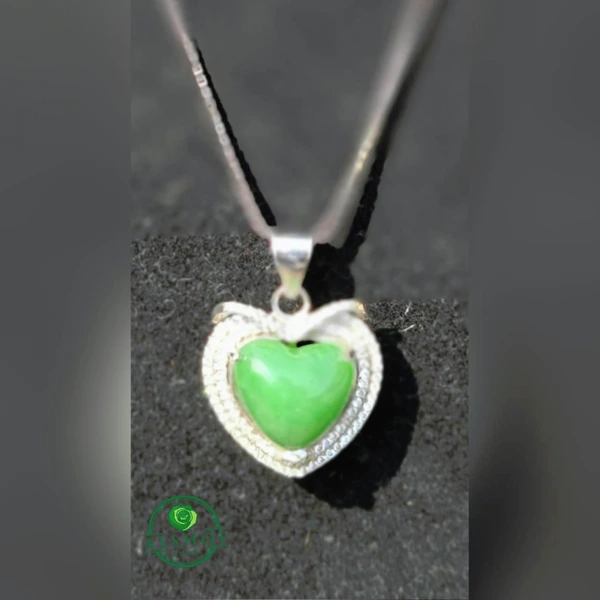 Kalung Giok Jade love + silver