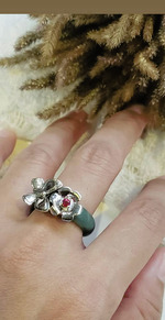 cincin giok perak kupu kupu