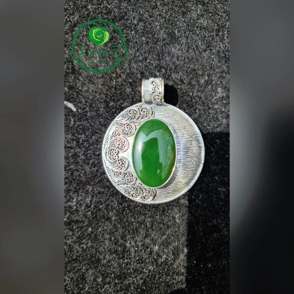Kalung Giok "moonlight" Pendant Silver Jade