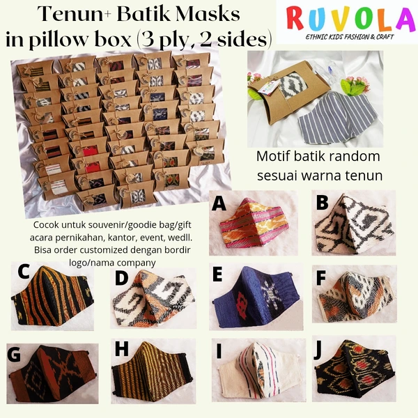 Masker tenun batik 3 ply in pillow box