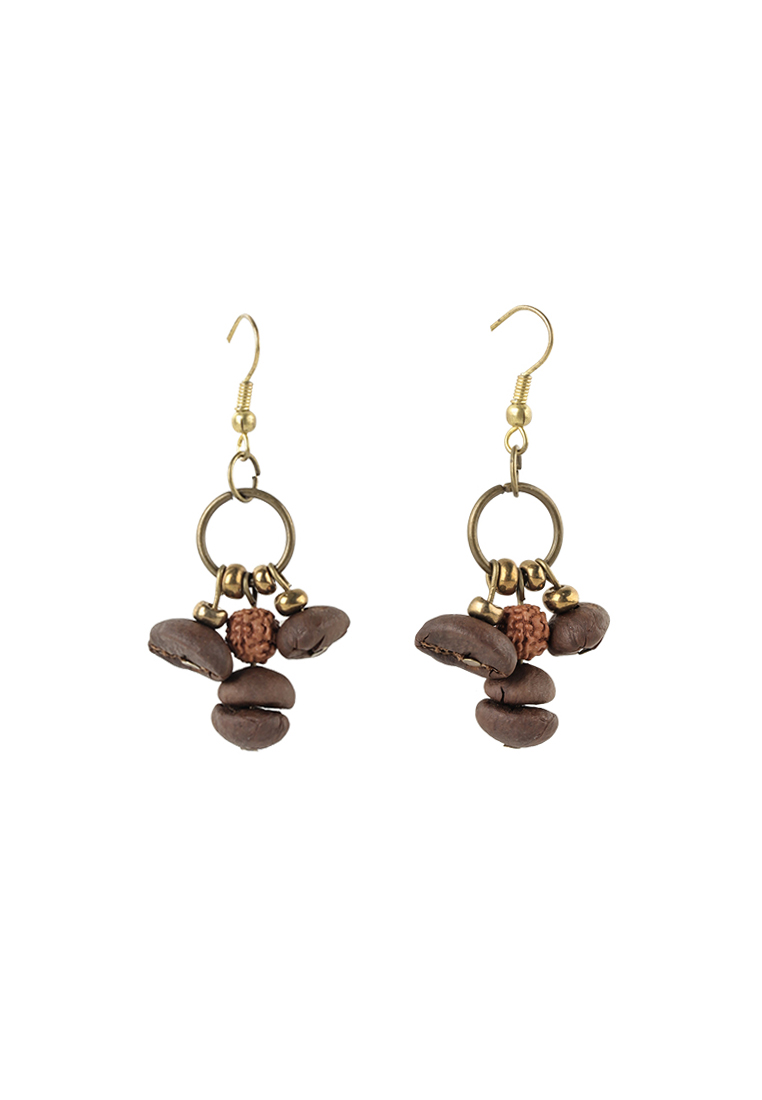 Coffee Beans Ring Rudraksha Earrings