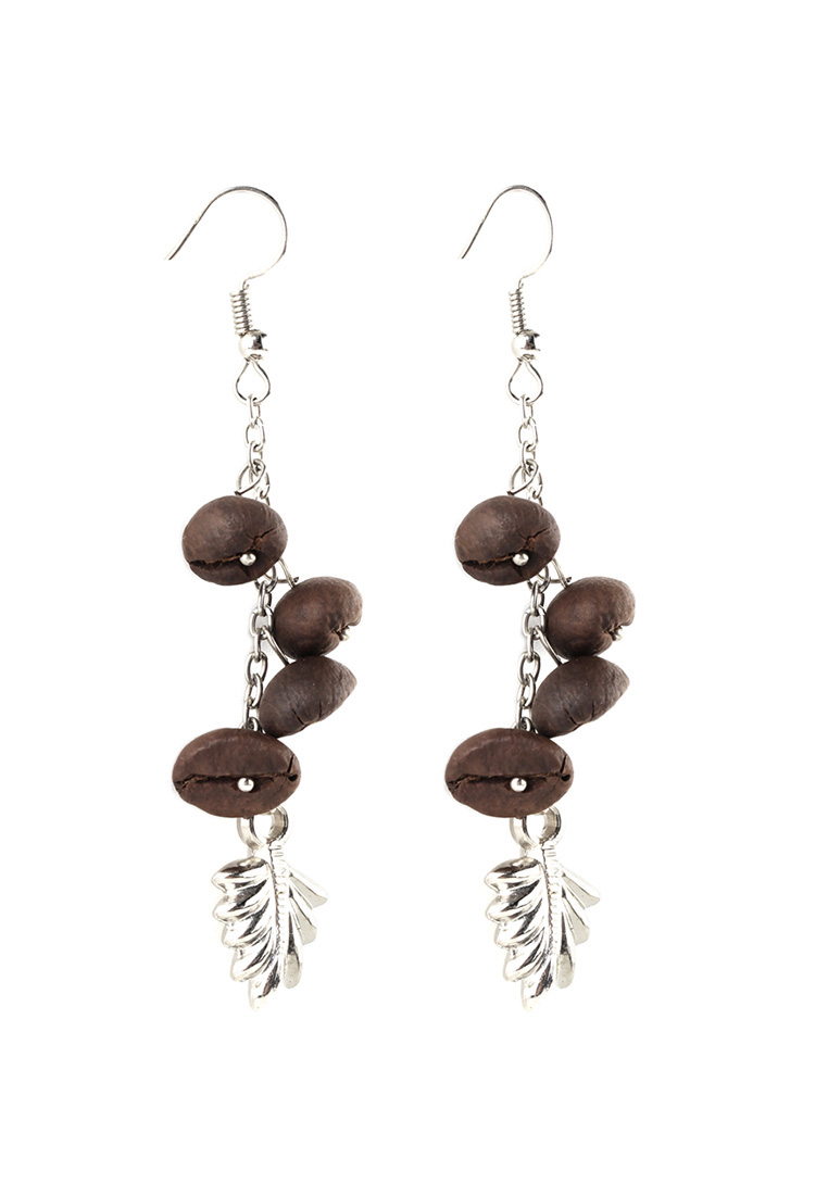 Coffee Beans and Charm Chain Earrings