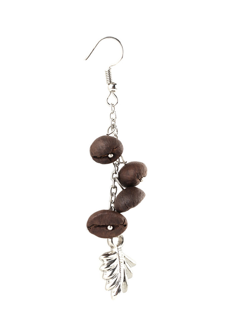 Coffee Beans and Charm Chain Earrings