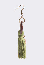 Green Tassel Wooden Ring Earrings