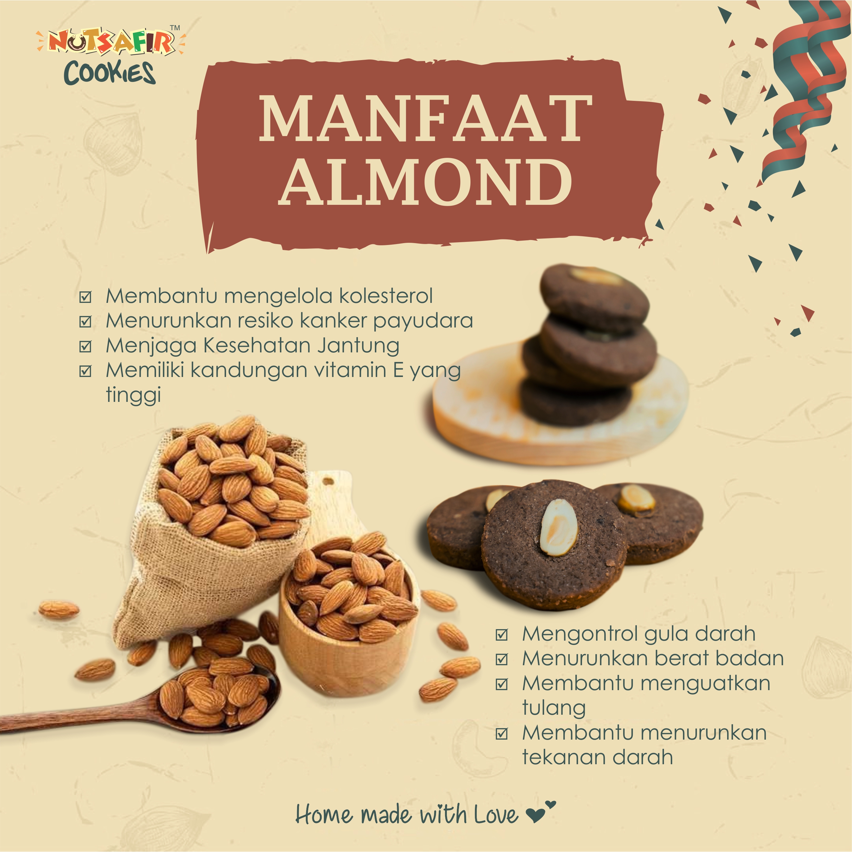 Nutsafir Cookies Coklat Almond