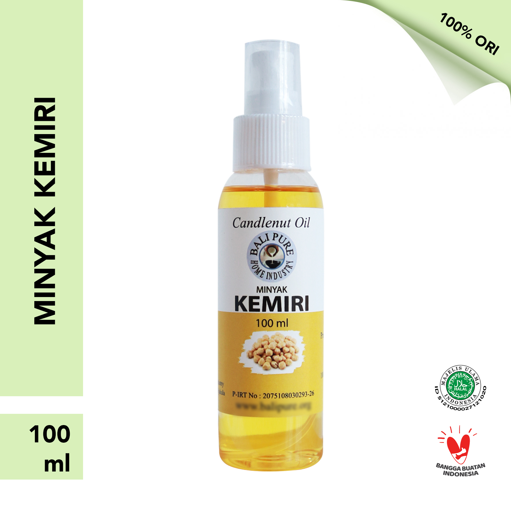 Bali Pure Home Industry - Minyak Kemiri Alami Murni Asli Penyubur Rambut Atasi Kebotakan dan Rambut Rontok 100ml