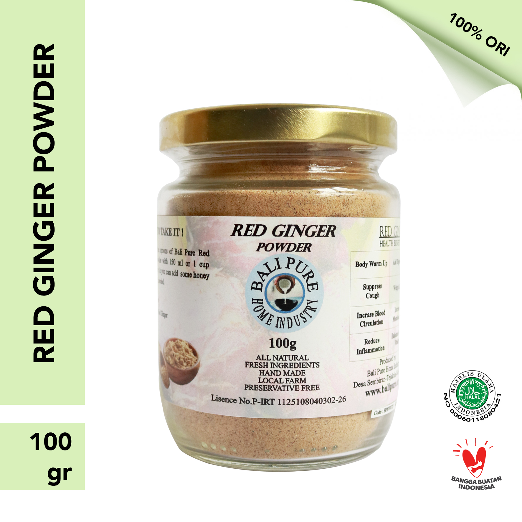 Bali Pure Home Industry - Jahe Merah Bubuk Murni Ginger Powder Alami Natural 100 gr