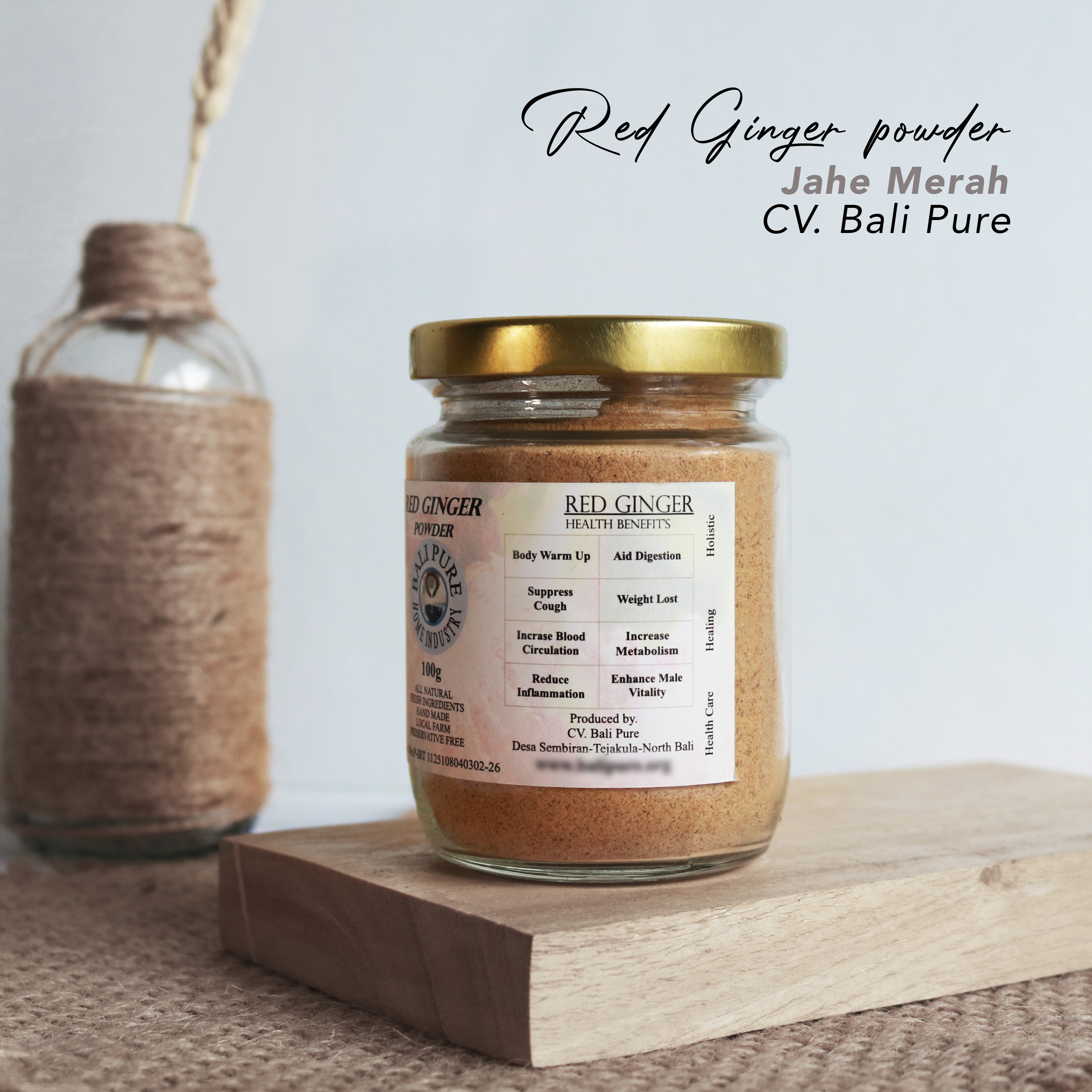 Bali Pure Home Industry - Jahe Merah Bubuk Murni Ginger Powder Alami Natural 100 gr