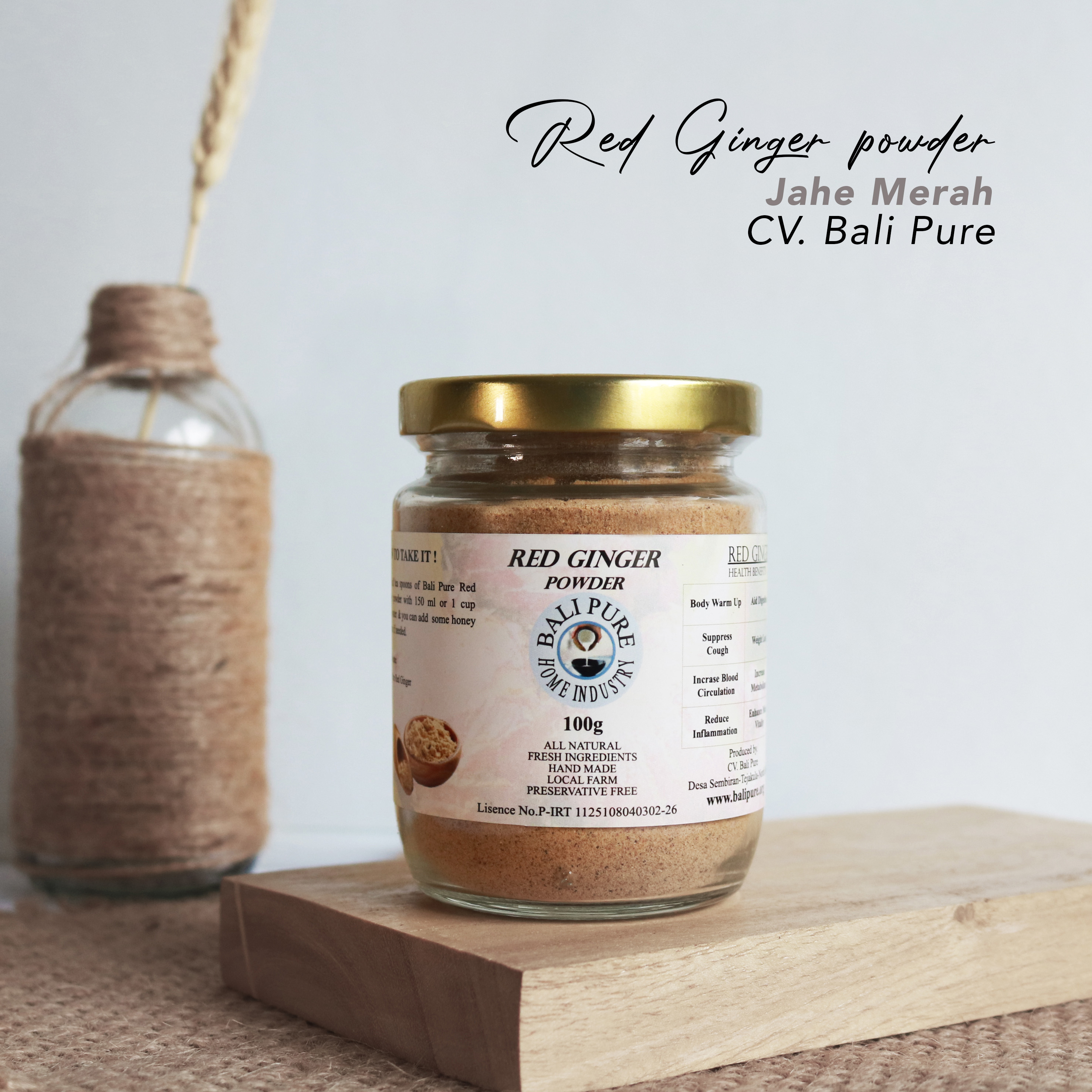 Bali Pure Home Industry - Jahe Merah Bubuk Murni Ginger Powder Alami Natural 100 gr