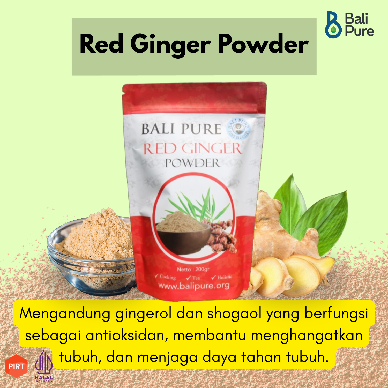 Bali Pure Home Industry Serbuk Jahe Merah Murni 200gr