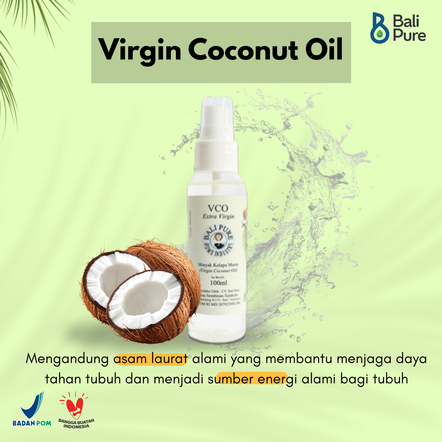 Bali Pure Home Industry - Virgin Coconut Oil (VC0) Minyak Kelapa Murni Alami Extra Virgin 100ml