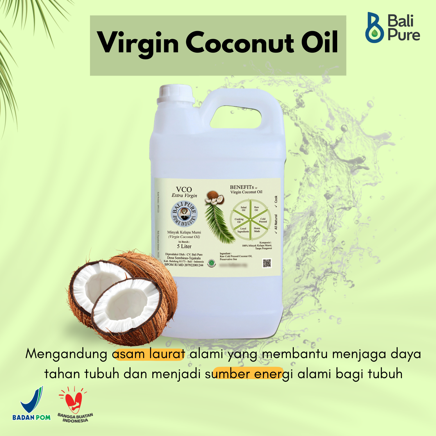 Bali Pure Home Industry - Virgin Coconut Oil VCO 5L
