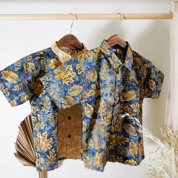 Kemeja Anak Batik Tie Dye Motif Black Gold