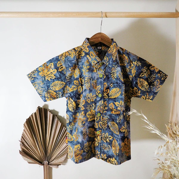 Kemeja Anak Batik Tie Dye Motif Black Gold