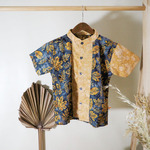 Kemeja Anak Batik Tie Dye Motif Black Gold Kombinasi