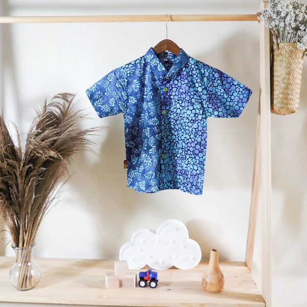 Kemeja Anak Batik Tie Dye Motif Blue Lantern