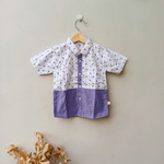 Kemeja Anak Katun Kombinasi Motif Blue Stork