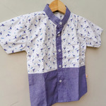 Kemeja Anak Katun Kombinasi Motif Blue Stork