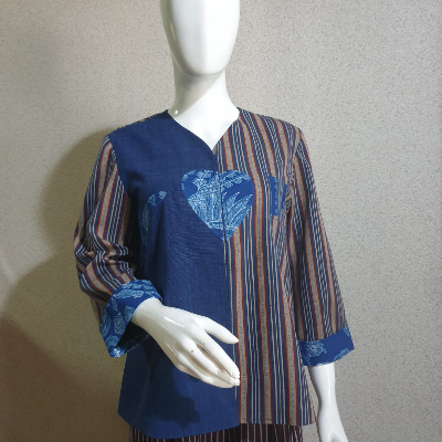 Blouse Lurik tangan panjang