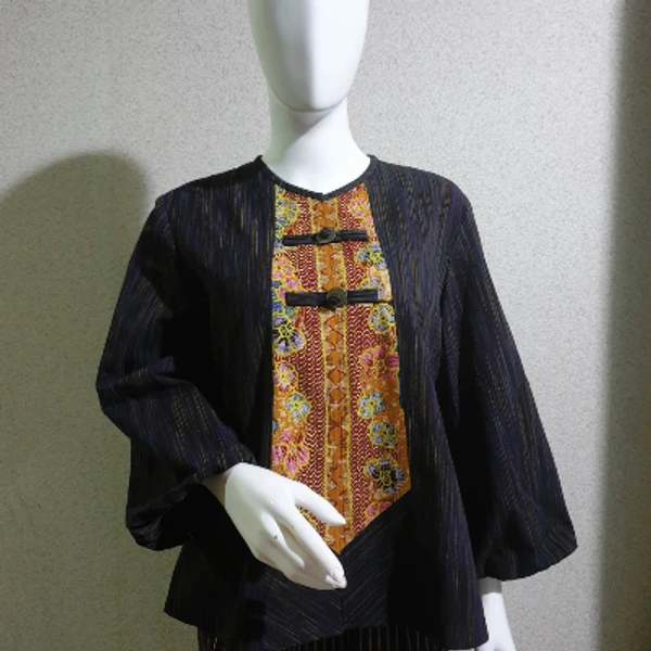 Blouse Lurik tangan panjang