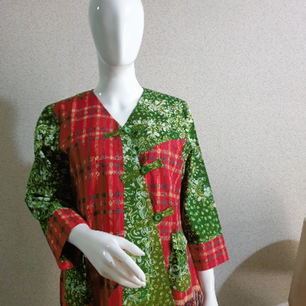 Blouse Lurik tangan panjang