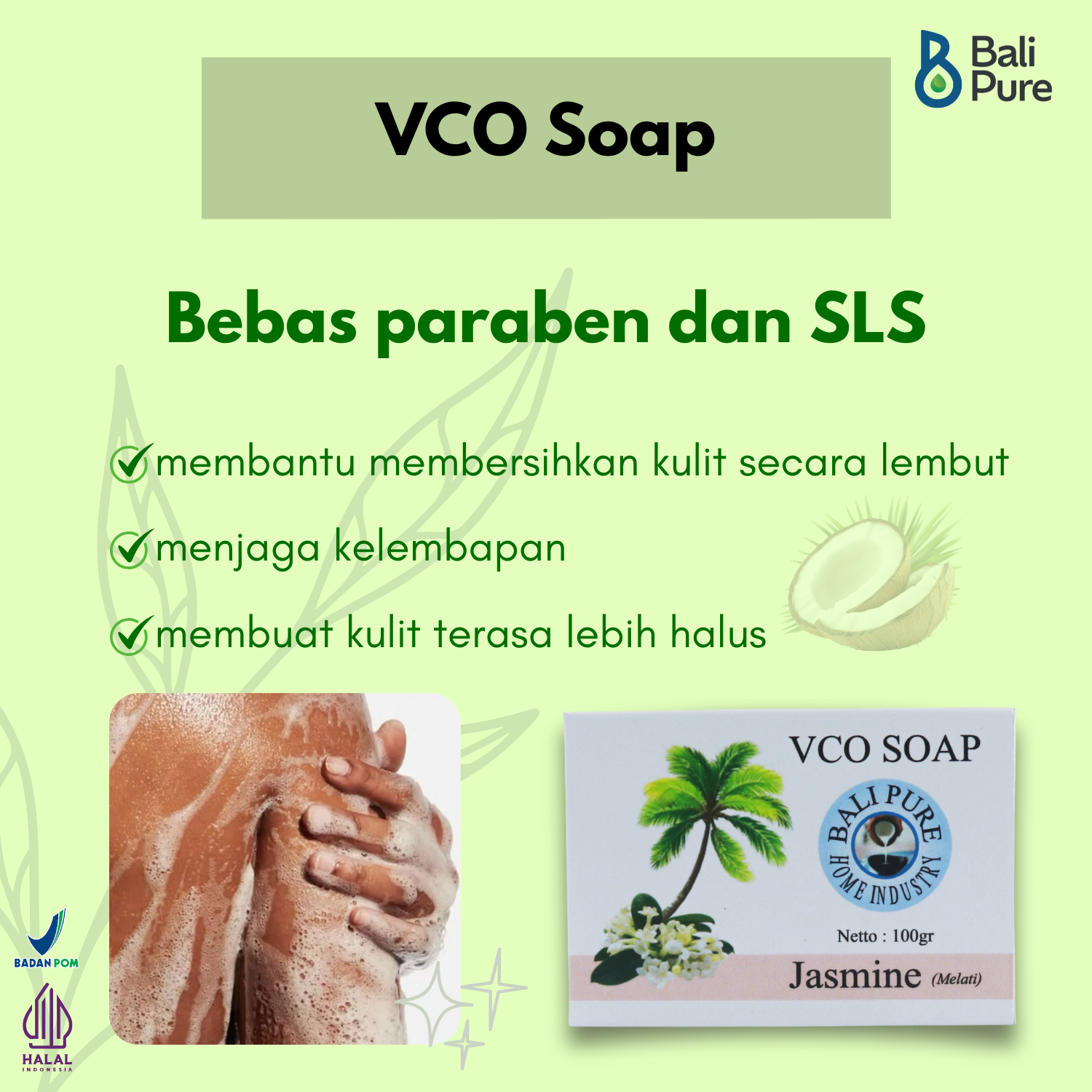 Bali Pure Home Industry VCO Soap Jasmine 100 gr BPOM