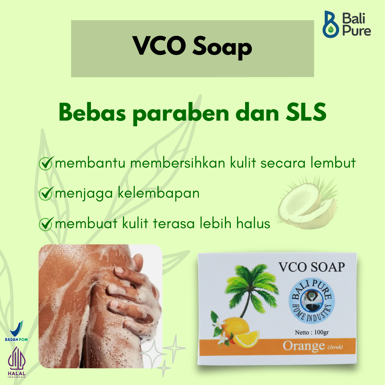 Bali Pure Home Industry VCO Soap Orange 100 gr BPOM