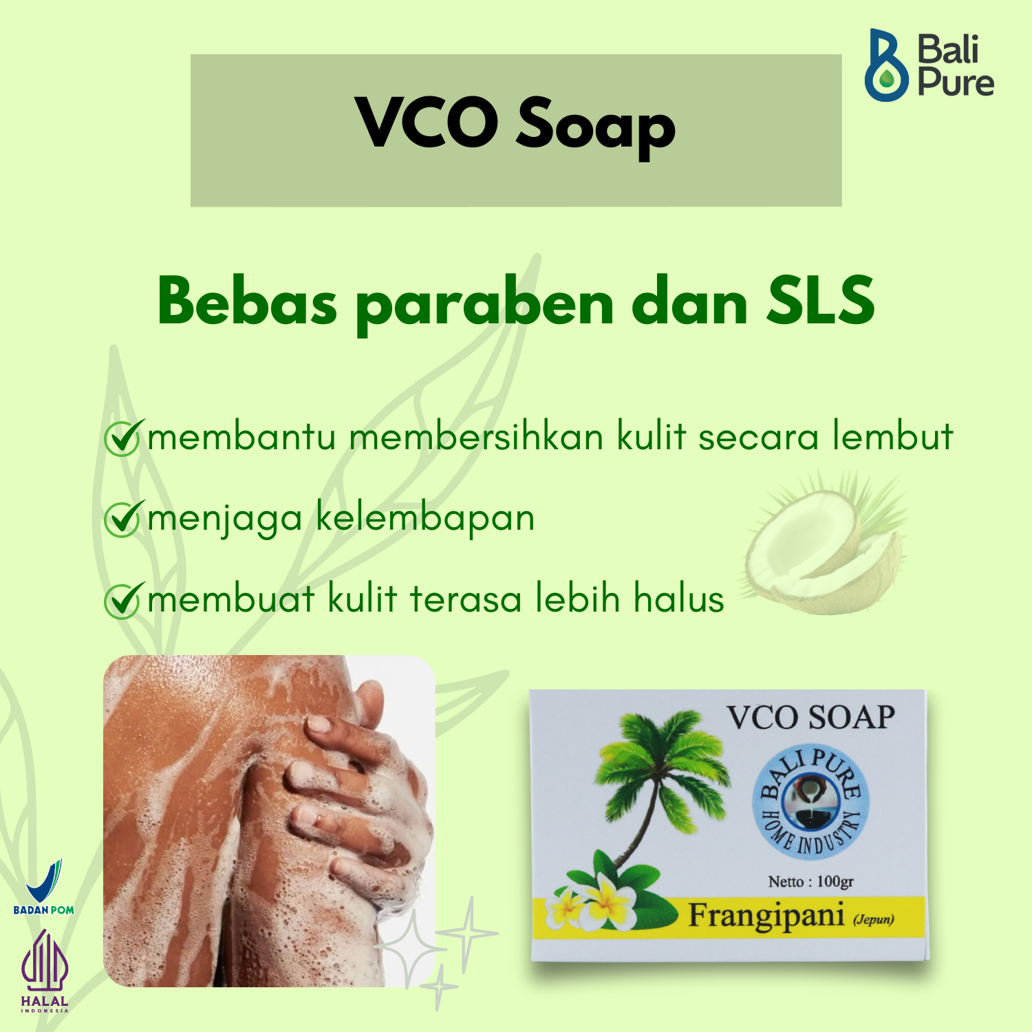 Bali Pure Home Industry VCO Soap Frangipani 100 gr BPOM