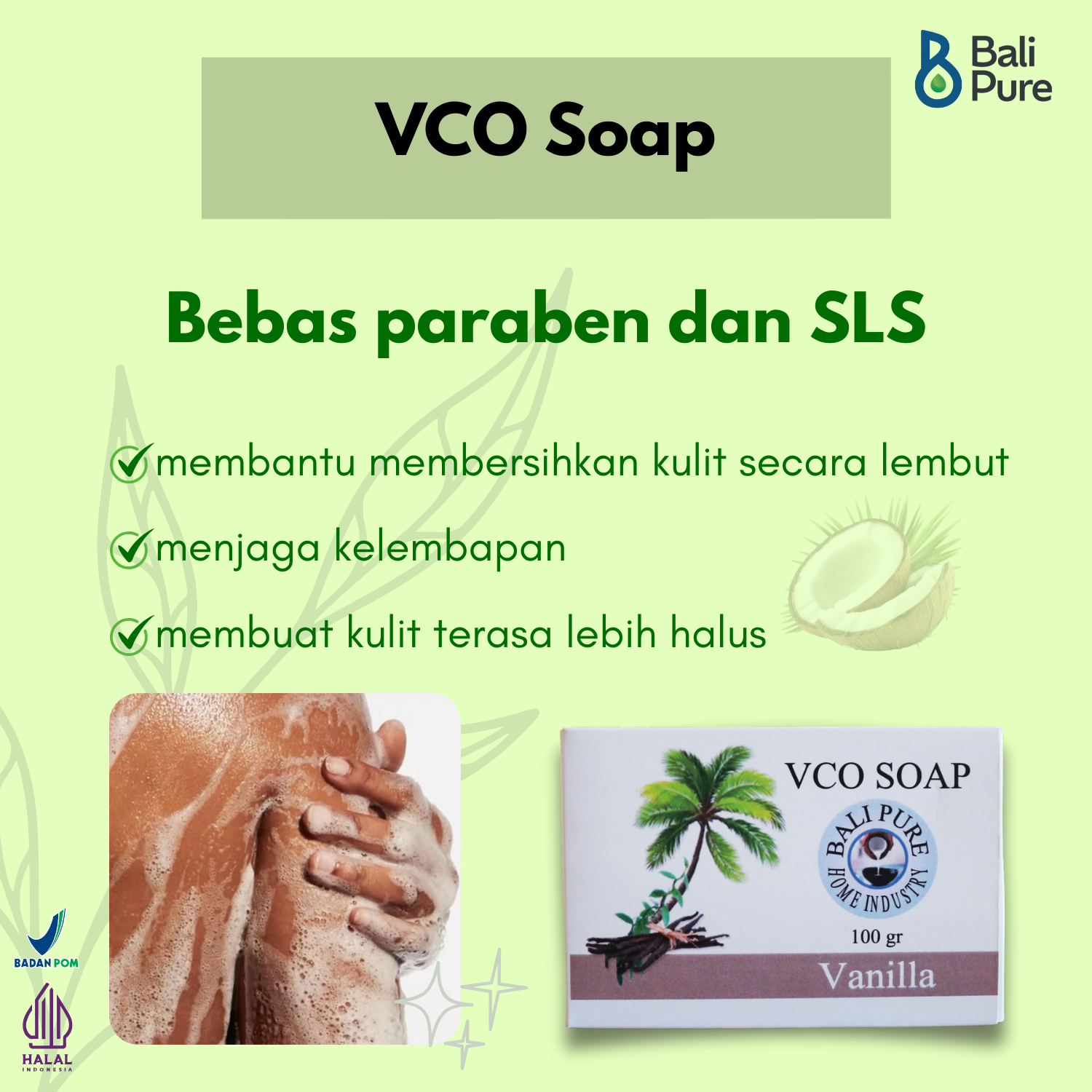 Bali Pure Home Industry VCO Soap vanilla  100 gr BPOM