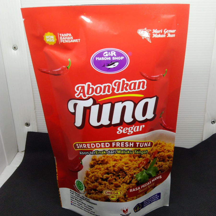 abon ikan tuna rasa pedas manis