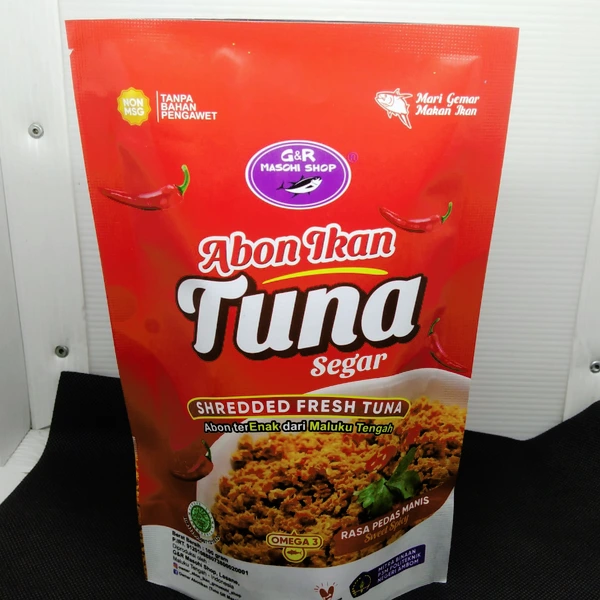 abon ikan tuna rasa pedas manis