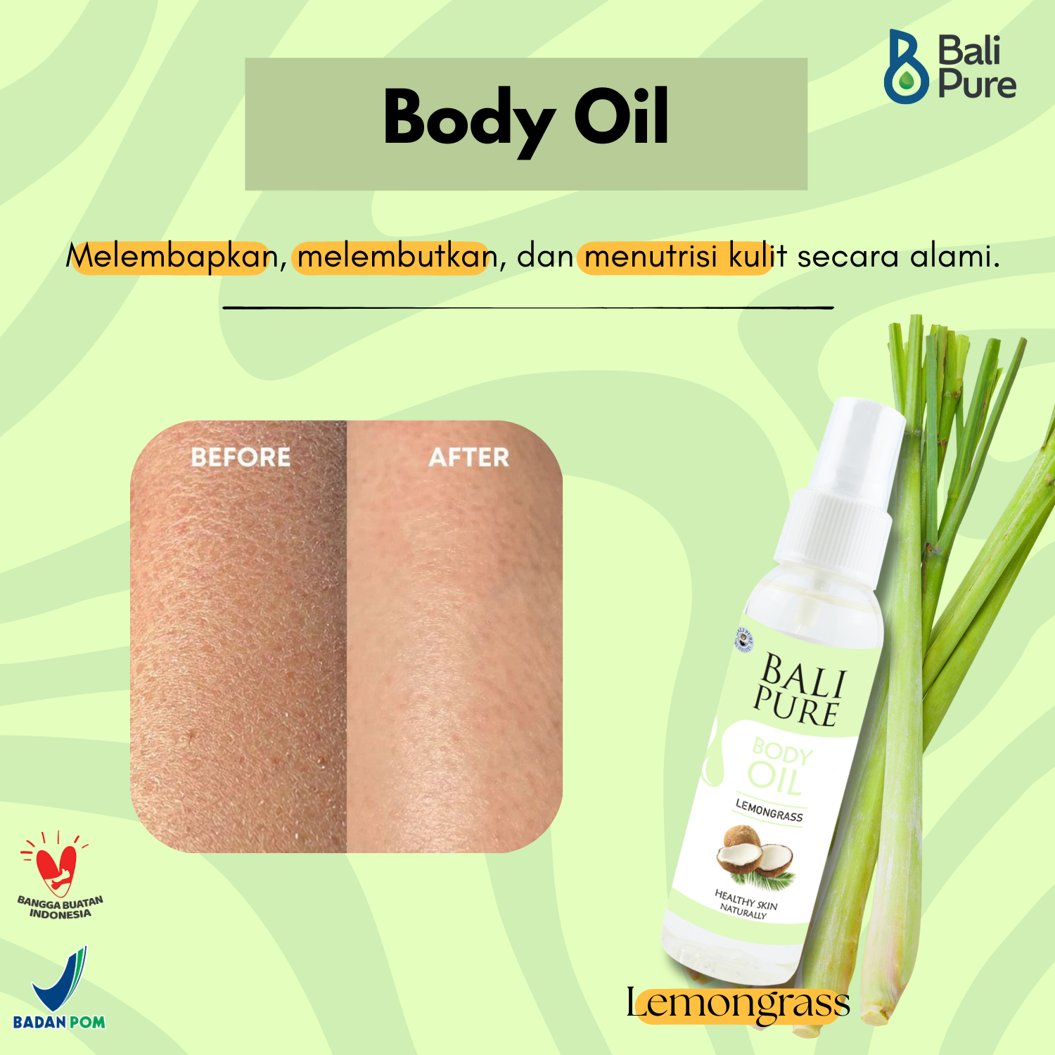Bali Pure Home Industry Body Oil 100 ml Lemongrass BPOM