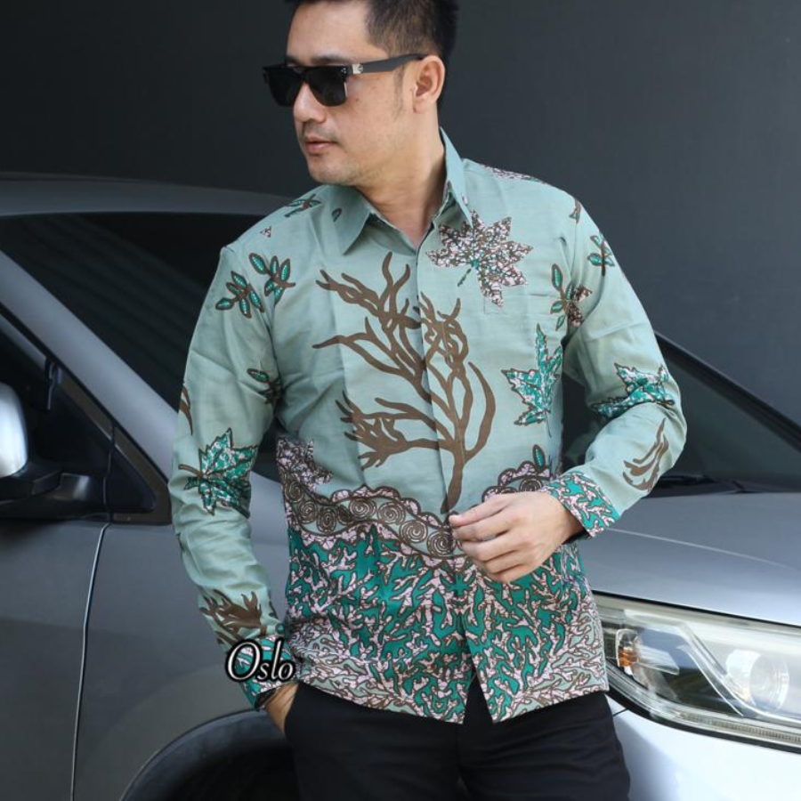 Kemeja batik pria lengan panjang slimfit lapis puring andala