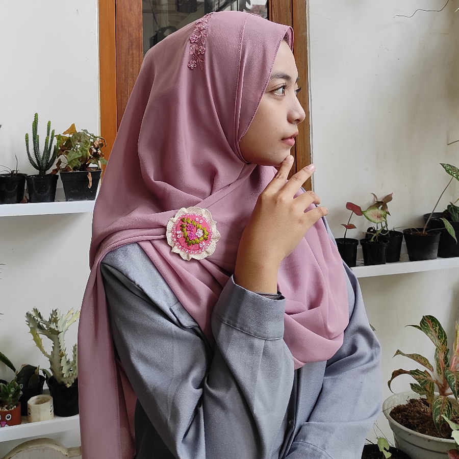 Jilbab Sulam Pashmina Instan