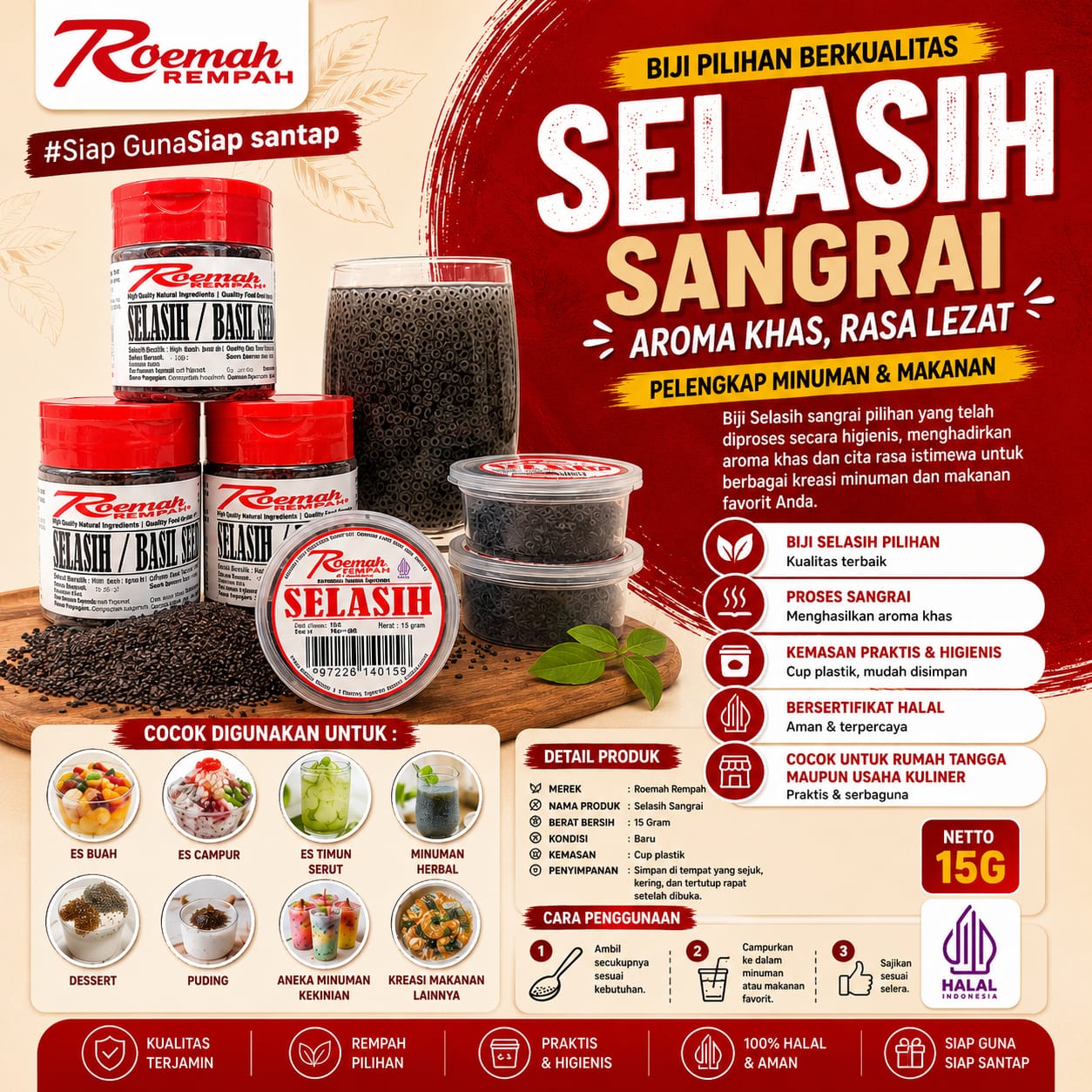 Roemah Rempah Selasih Cup 90g/pack