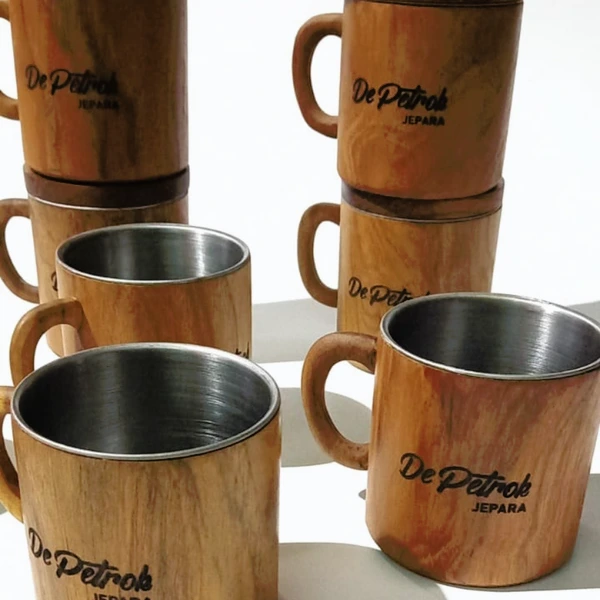 Tumbler dan cangkir kayu jati