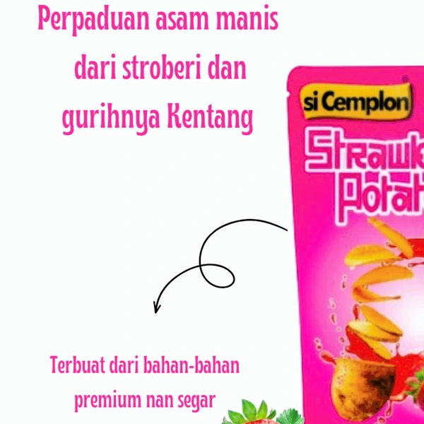 si Cemplon Strawberry Potato Chips No MSG 62g | Keripik Kentang Strawberry