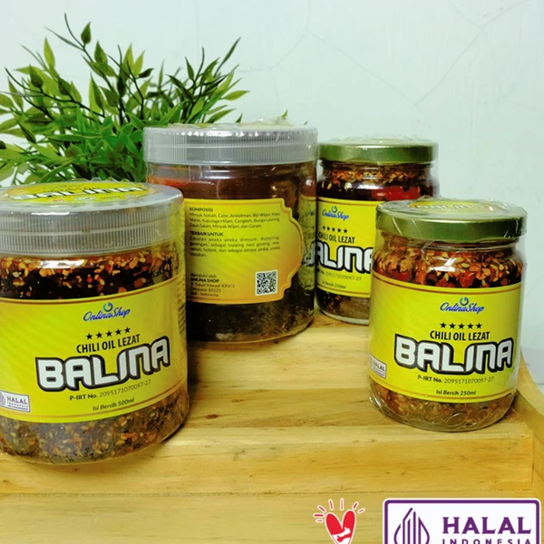 BALINA Chili Oil Lezat 250ml Halal Kemasan Stoples Kaca