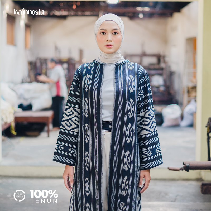 KAINNESIA Outer Tenun Wanita Cardigan Etnik Akasa Series Fit to L