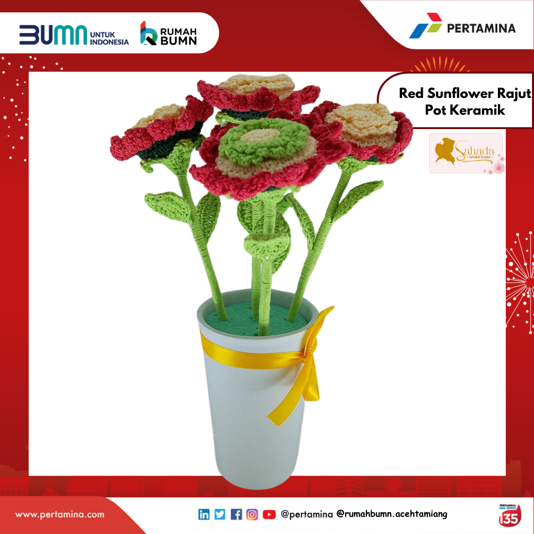 Sunflower Rajut Pot Keramik