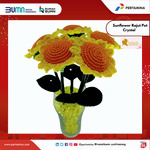 Bunga Matahari Rajut Pot Crystal