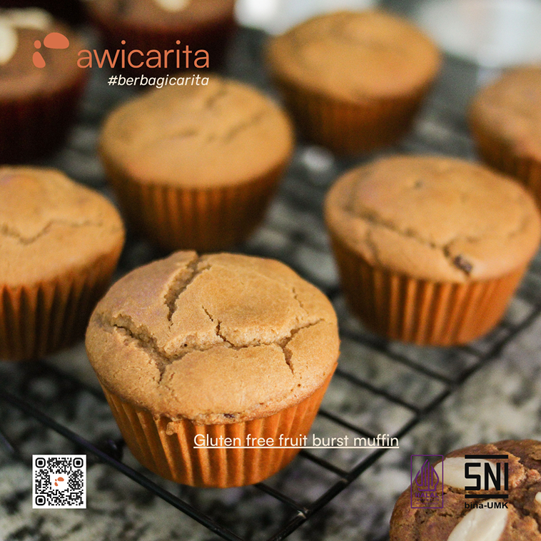 Gluten-Free Fruit Burst Muffin Awicarita - kemasan boks isi 1/2 lusin